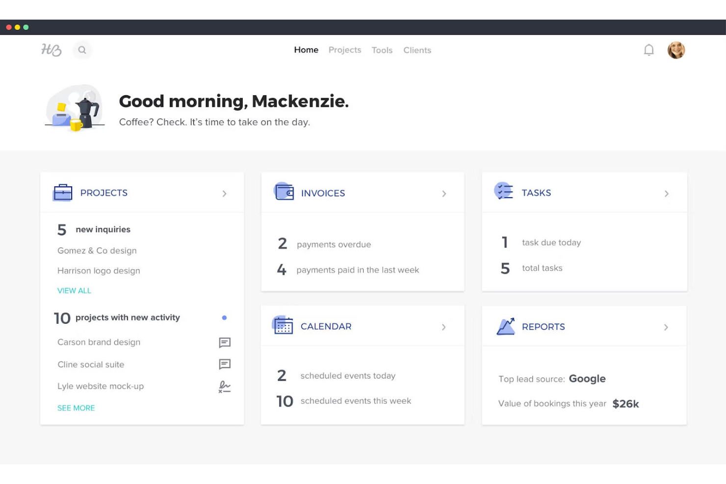 HoneyBook screenshot - 10 Beste CRM-software met sms-functionaliteit beoordeeld in 2026