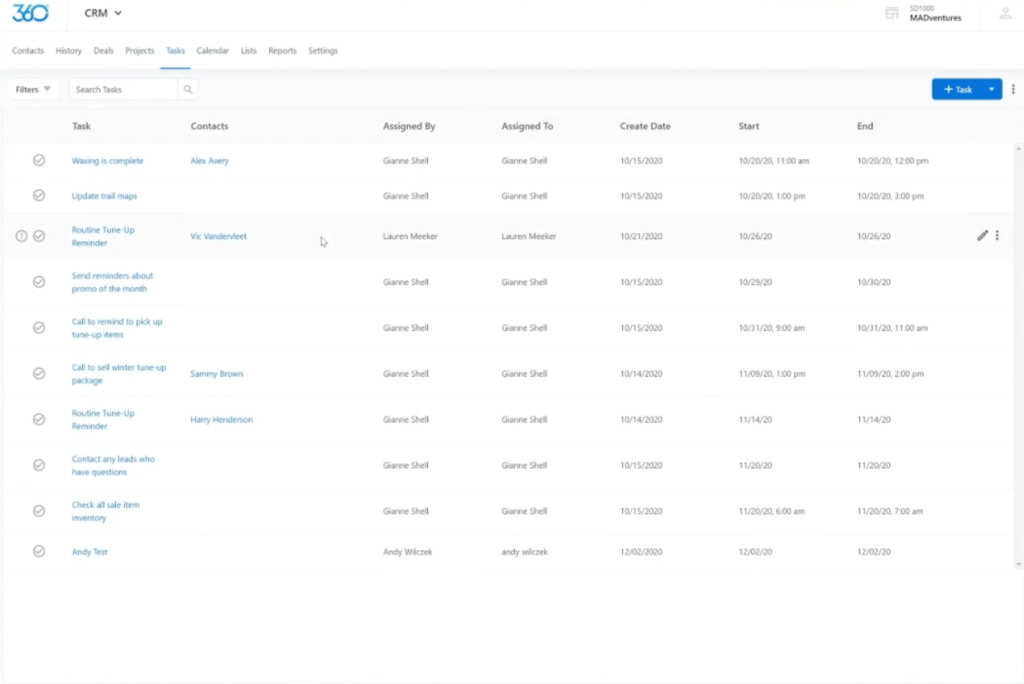 Marketing 360 screenshot - 10 beste gratis software voor leadbeheer van 2026