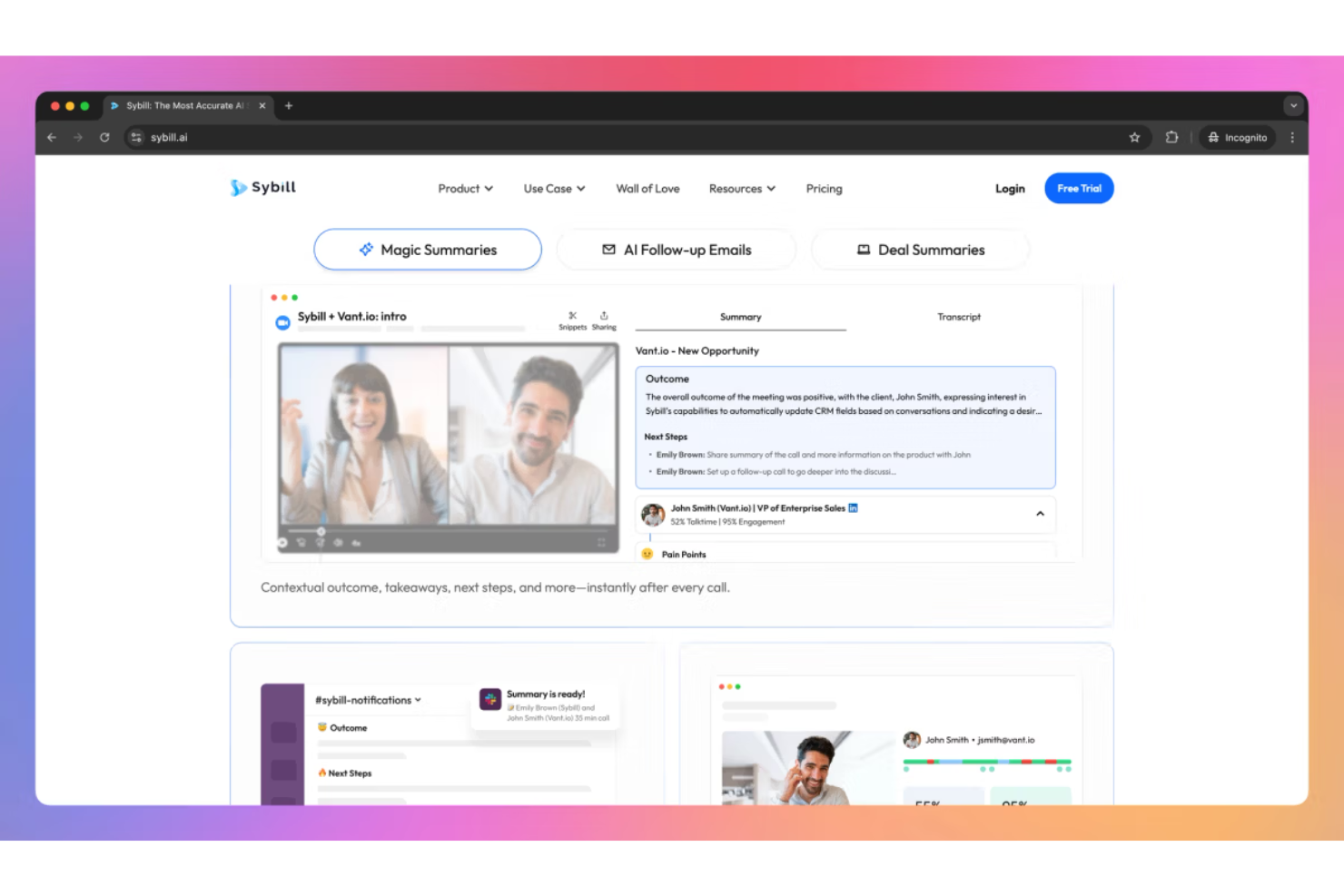 Sybill screenshot - 10 Beste Software voor Gespreksintelligentie in 2026