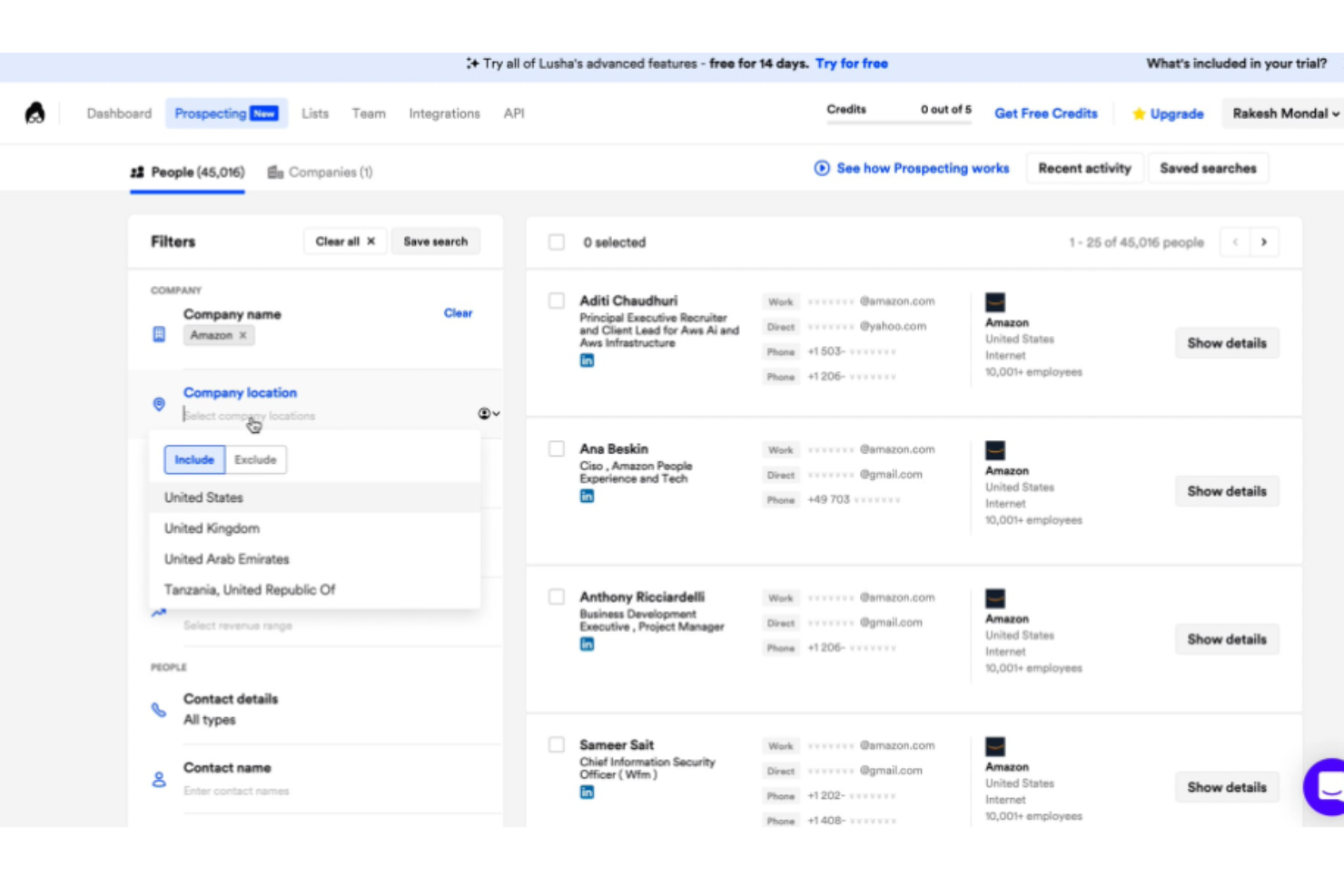 Lusha screenshot - 10 beste software voor B2B-leadgeneratie, beoordeeld in 2026