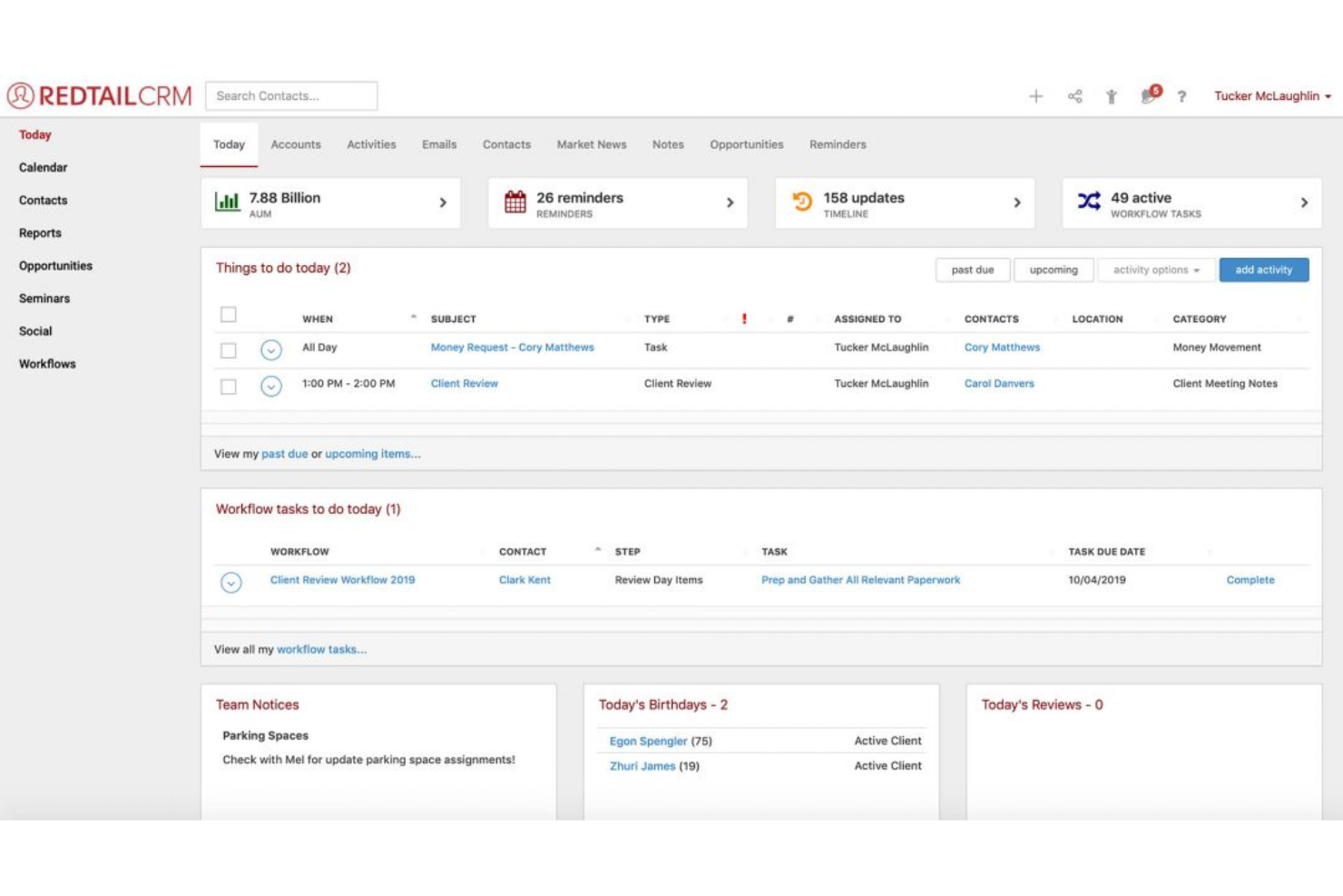 Redtail CRM screenshot - 10 beste CRM-software voor financieel adviseurs in 2026