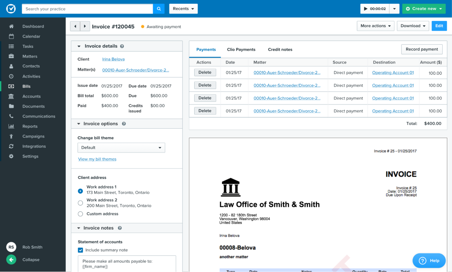 Clio screenshot - 10 Beste CRM-software voor familierecht beoordeeld in 2026