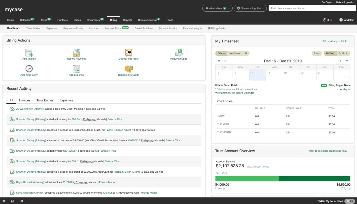 MyCase screenshot - 10 Beste CRM-software voor familierecht beoordeeld in 2026