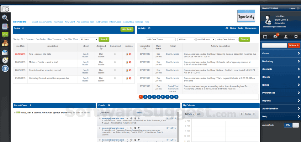 Law Ruler screenshot - 10 Beste CRM-software voor familierecht beoordeeld in 2026