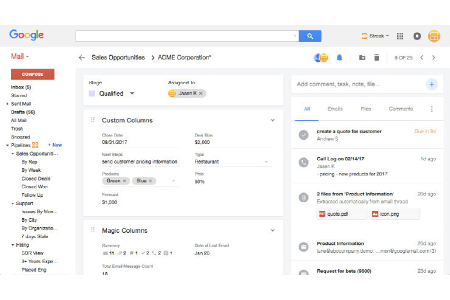 Streak screenshot - 10 beste CRM-software voor startups beoordeeld in 2026