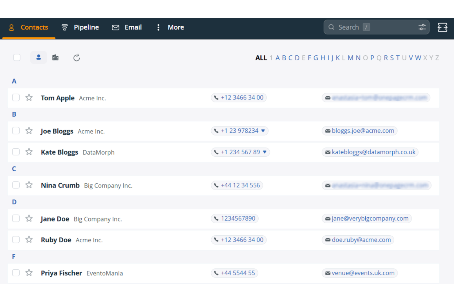 OnePageCRM screenshot - 10 beste mobiele CRM-systemen in 2026