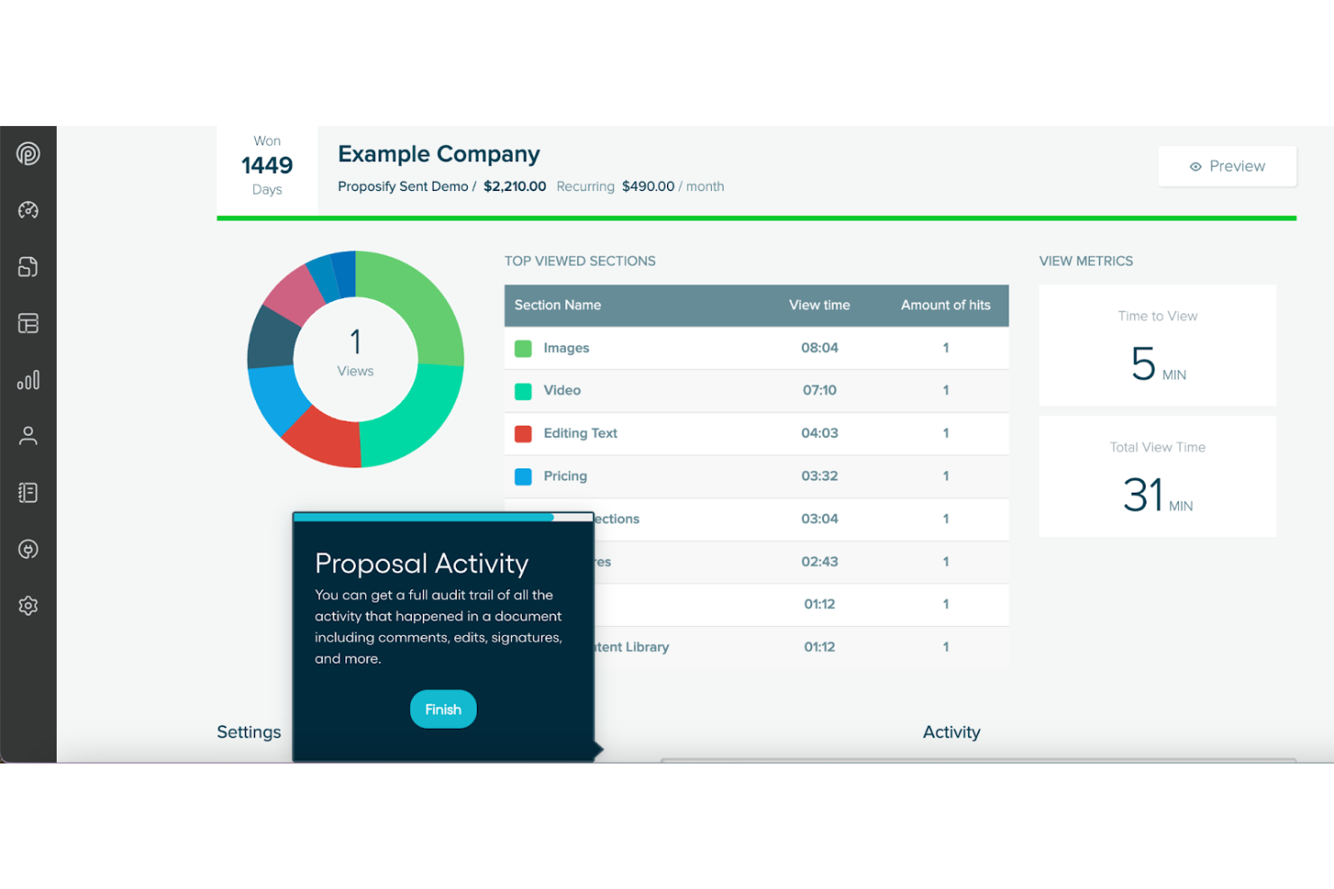 Proposify screenshot - 10 beste softwareprogramma’s voor voorstellen en facturen, beoordeeld in 2026