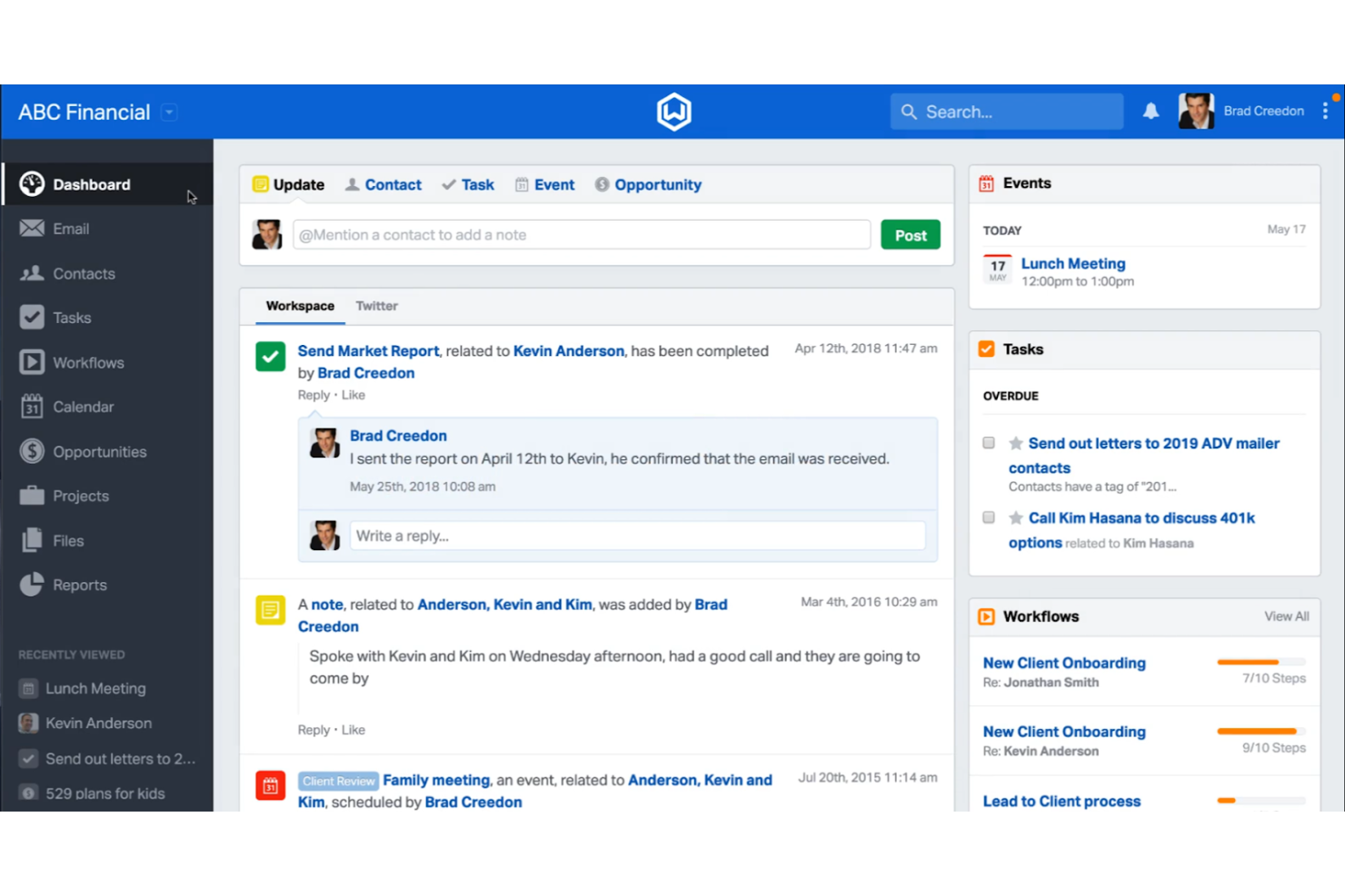 Wealthbox CRM screenshot - 10 beste CRM-software voor financieel adviseurs in 2026