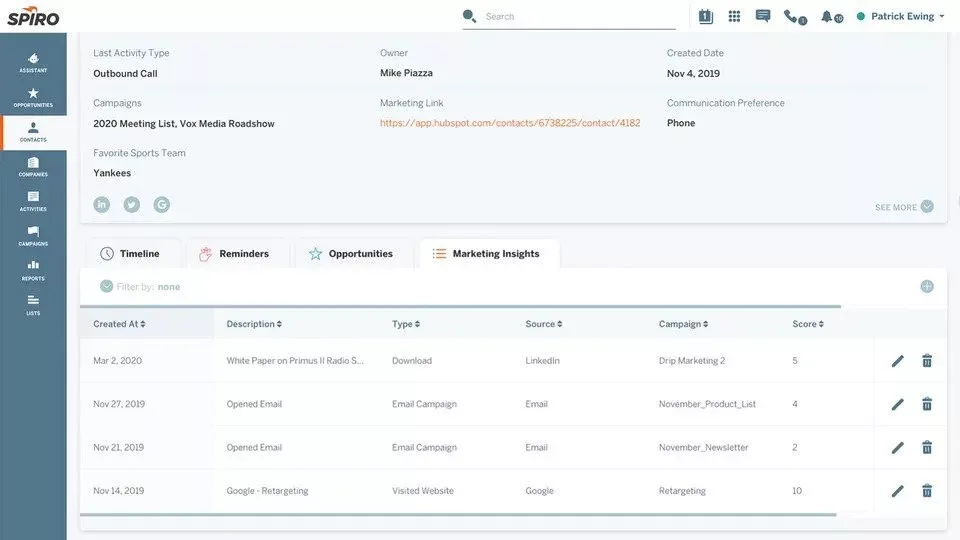 Spiro screenshot - De 10 bästa programvarorna för försäljningsprognoser 2026