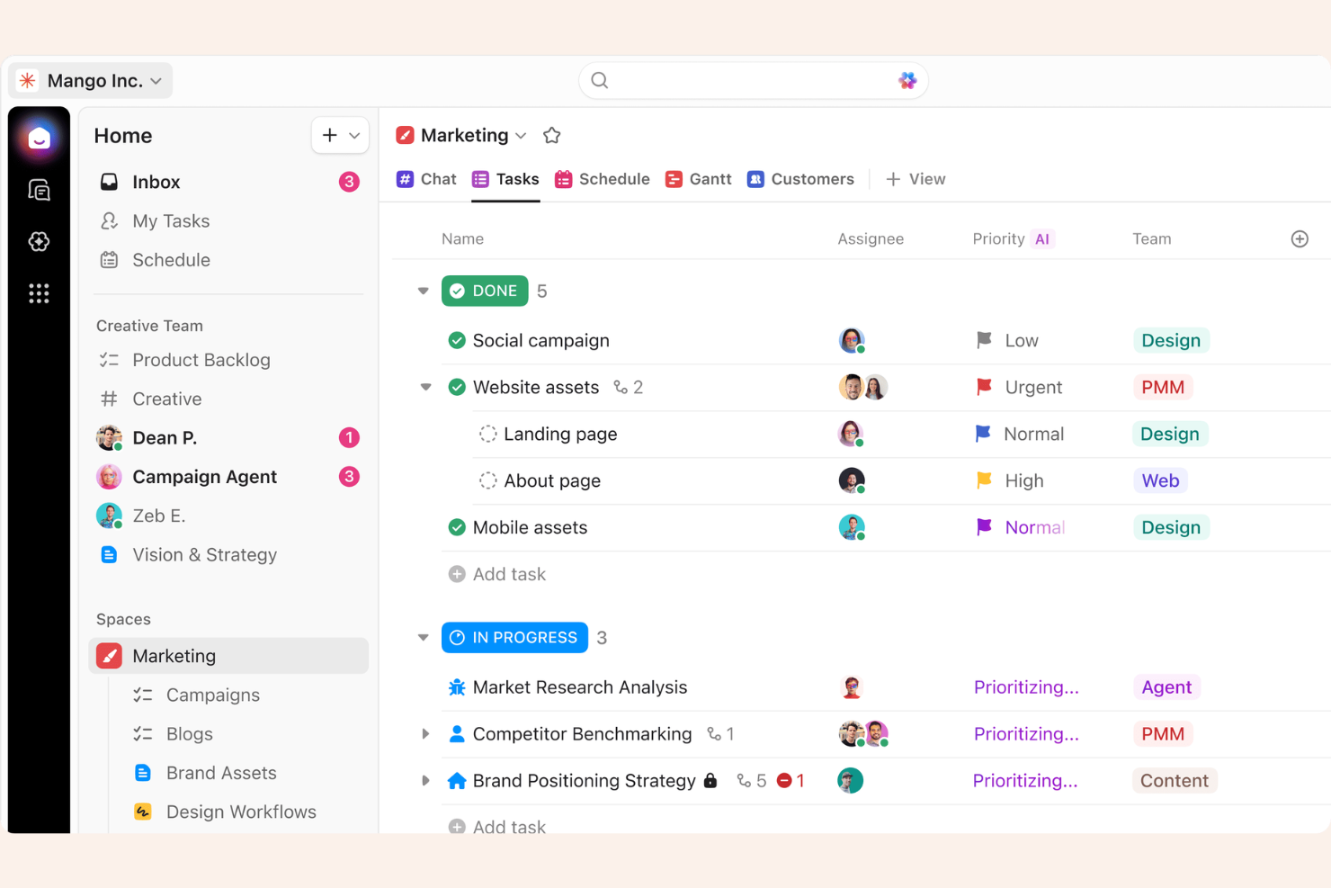 ClickUp screenshot - 10 beste alternatieven voor Basecamp in 2026