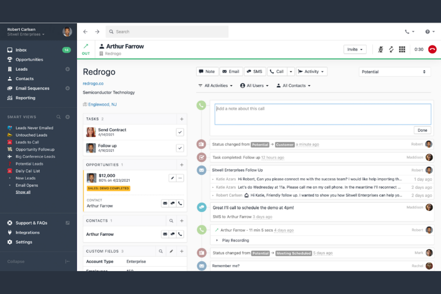 Close screenshot - 10 beste Insightly-Alternativen für CRM im Jahr 2026