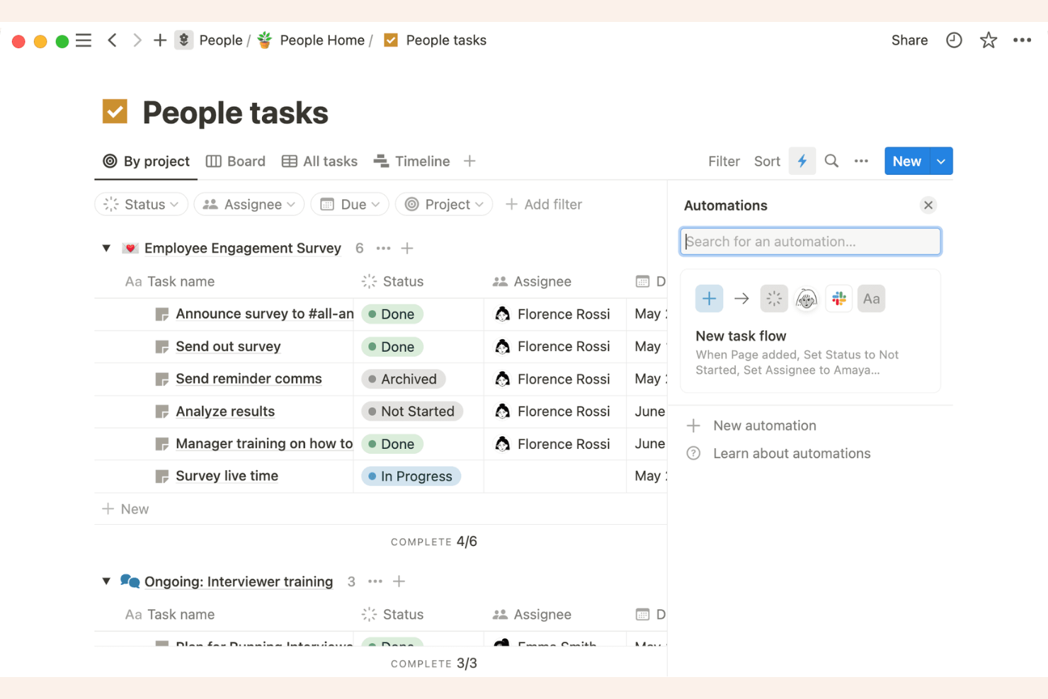 Notion screenshot - 10 beste alternatieven voor Basecamp in 2026