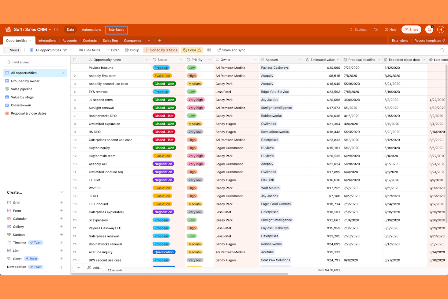 Airtable screenshot - 10 beste alternatieven voor Basecamp in 2026