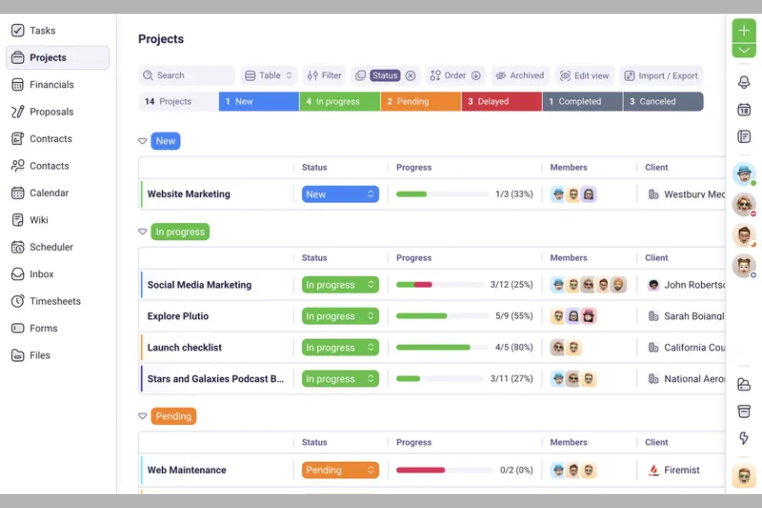 Plutio screenshot - 10 beste alternatieven voor Basecamp in 2026