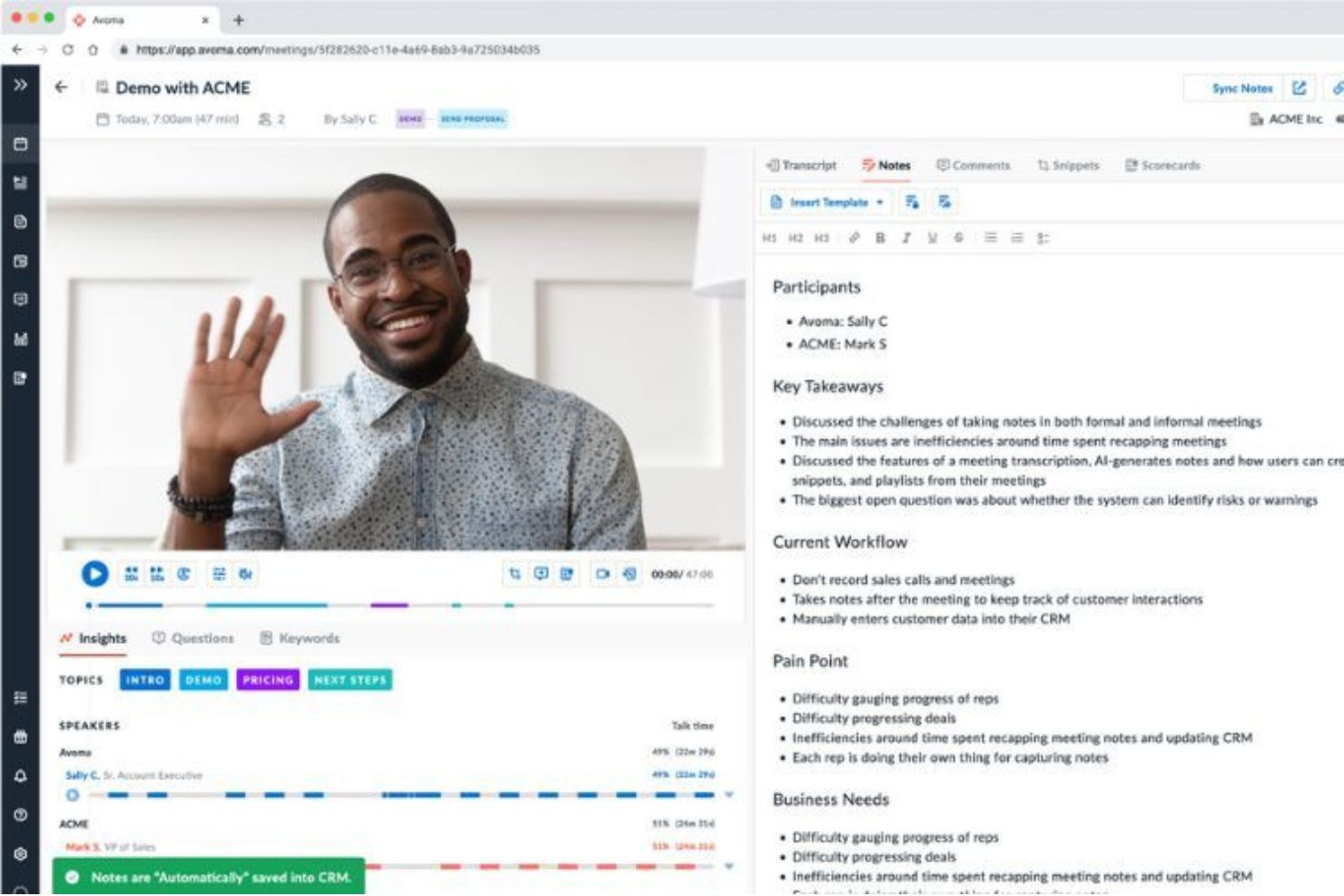 Avoma screenshot - 23 Best Conversation Intelligence Software In 2026