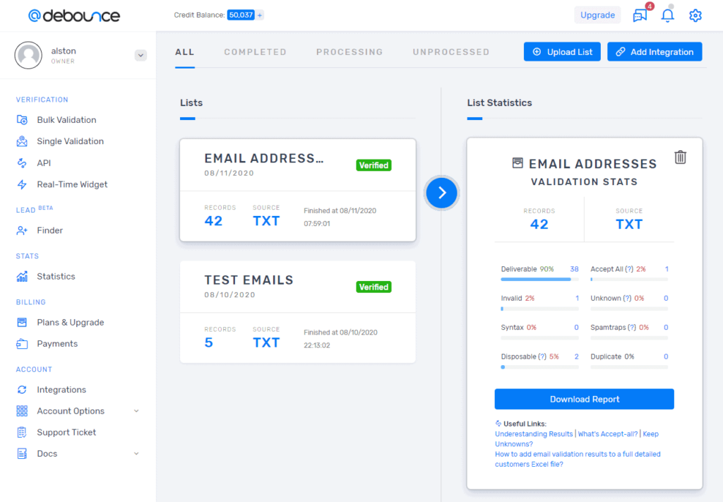 DeBounce screenshot - 20 Best Email Verification Software In 2026