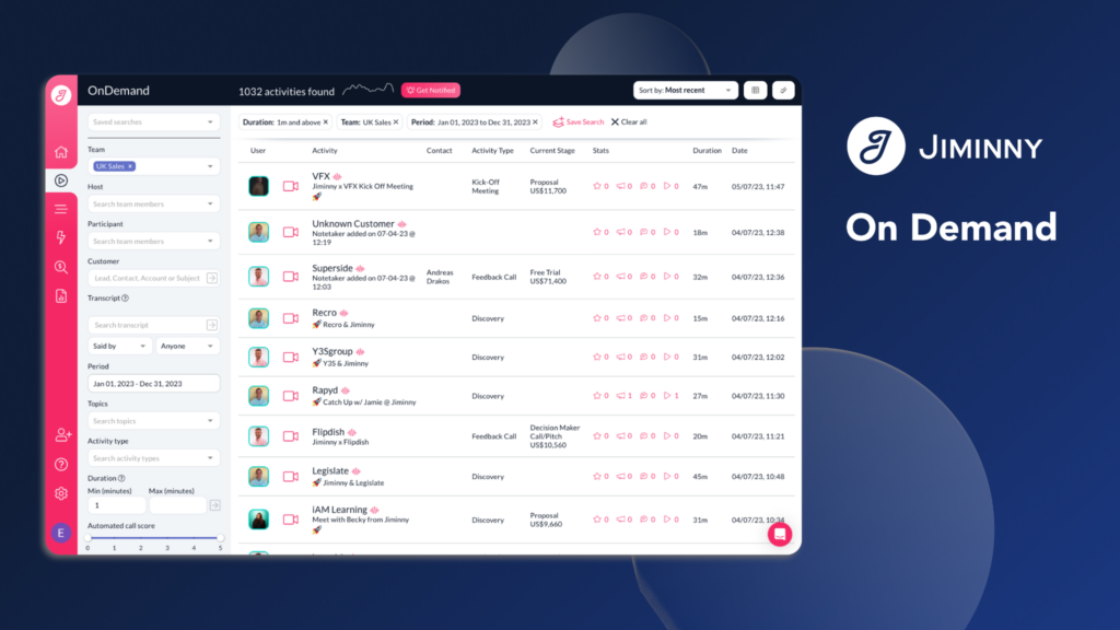 Jiminny screenshot - 23 Best Conversation Intelligence Software In 2026