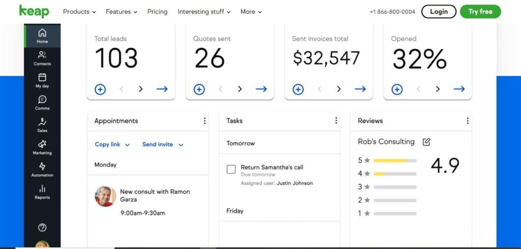 Keap screenshot - 22 Best Customer Management Software In 2025