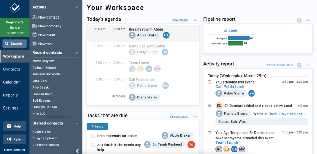 Less Annoying CRM screenshot - 30 Best CRM For Small Business Reviewed For 2025