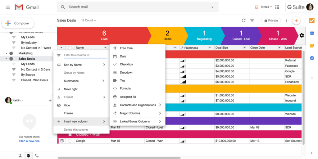 Streak screenshot - 25 Best Sales Pipeline Management Software In 2026