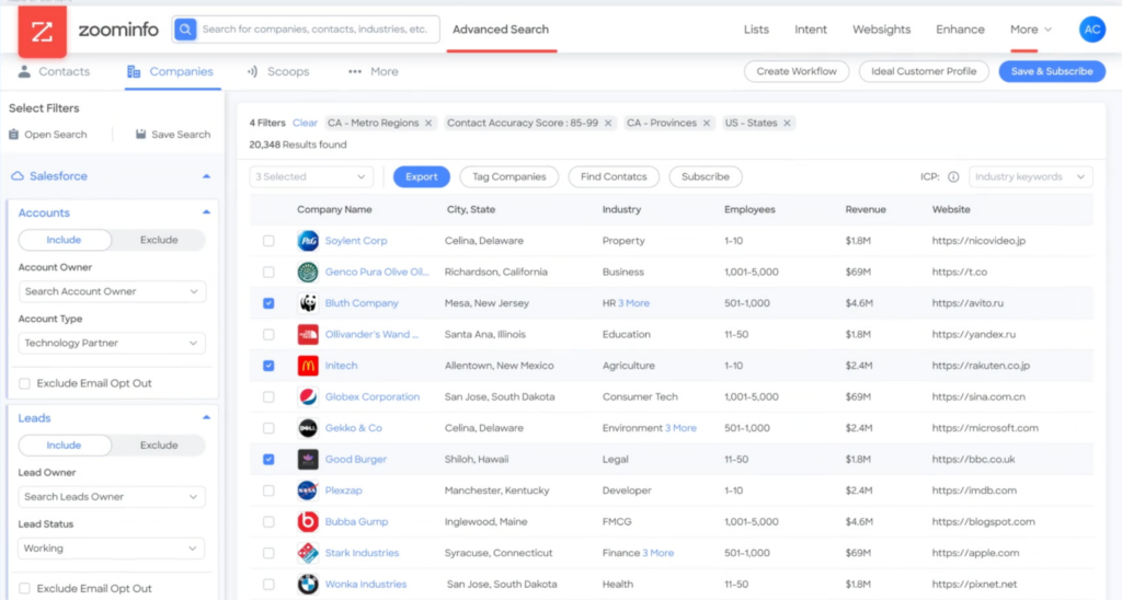 ZoomInfo SalesOS screenshot - 20 Best Lead Mining Software Reviewed For 2025
