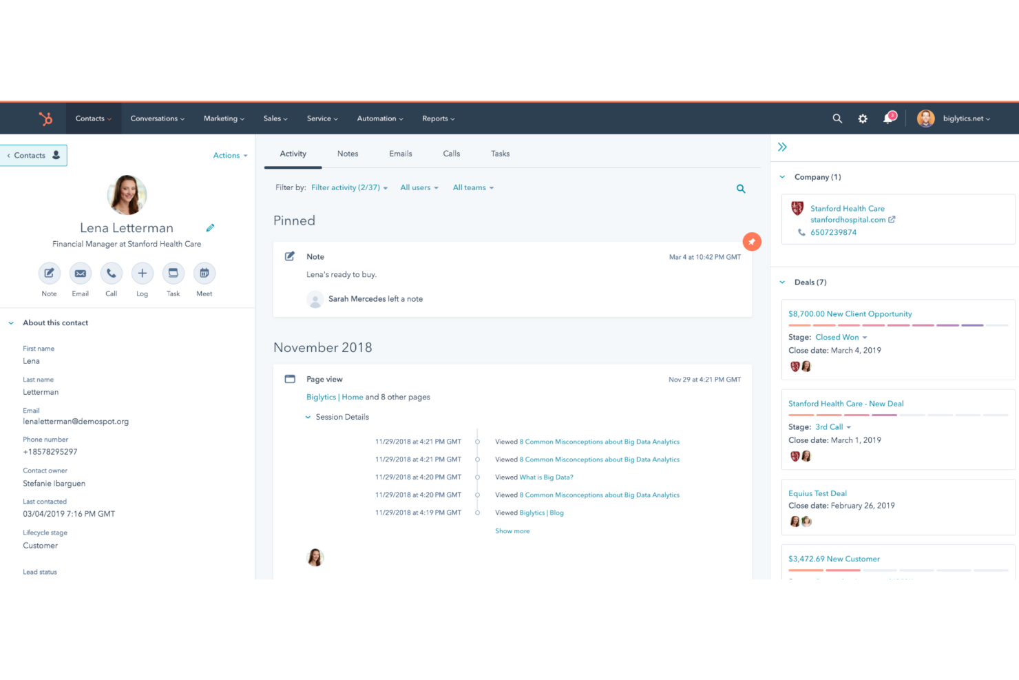 HubSpot screenshot - 21 Best Digital Sales Room Software In 2025