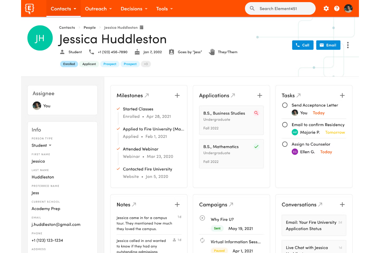Element451 screenshot - 17 Best CRM Software For Higher Education Reviewed In 2026