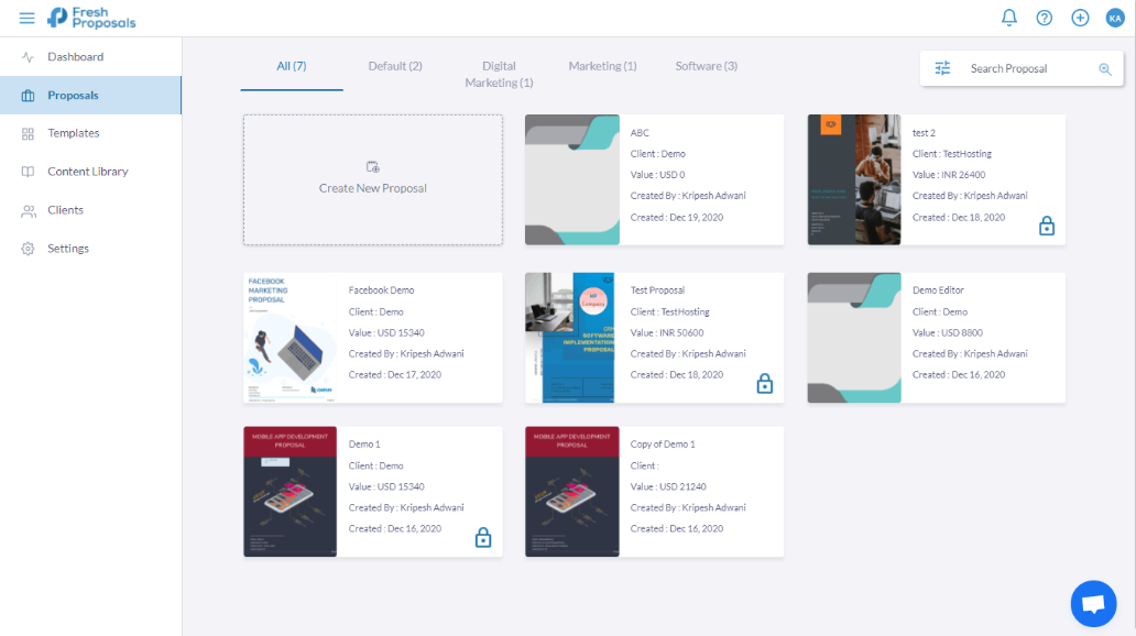 Fresh Proposals screenshot - 20 Best Sales Proposal Automation Software Reviewed In 2026