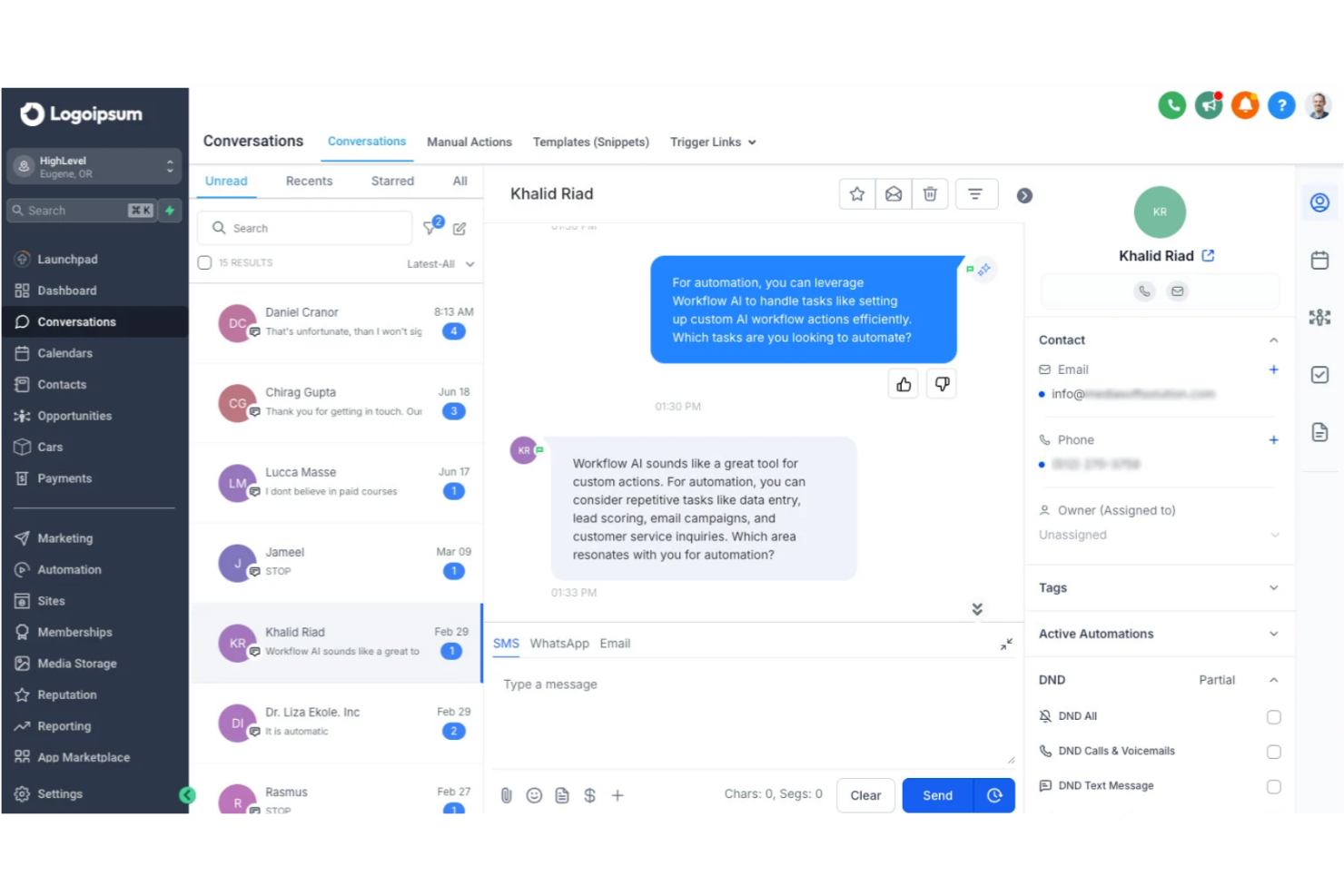 HighLevel screenshot - 20 Best Marketing CRM Software Reviewed for 2026