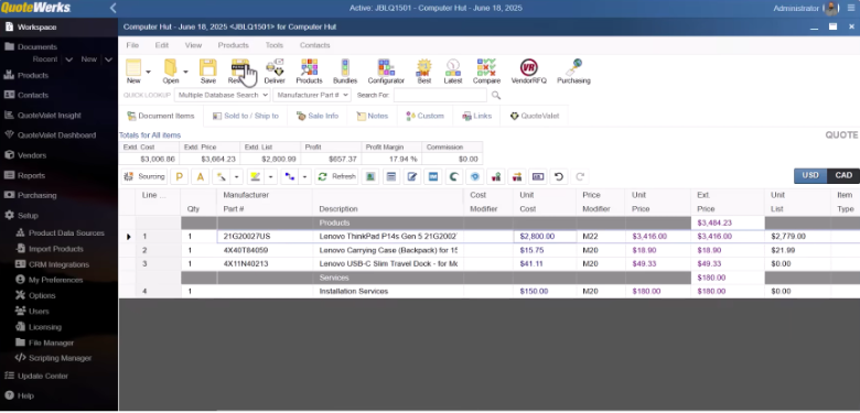 QuoteWerks screenshot - 14 Best Easy Quoting Software Reviewed in 2026