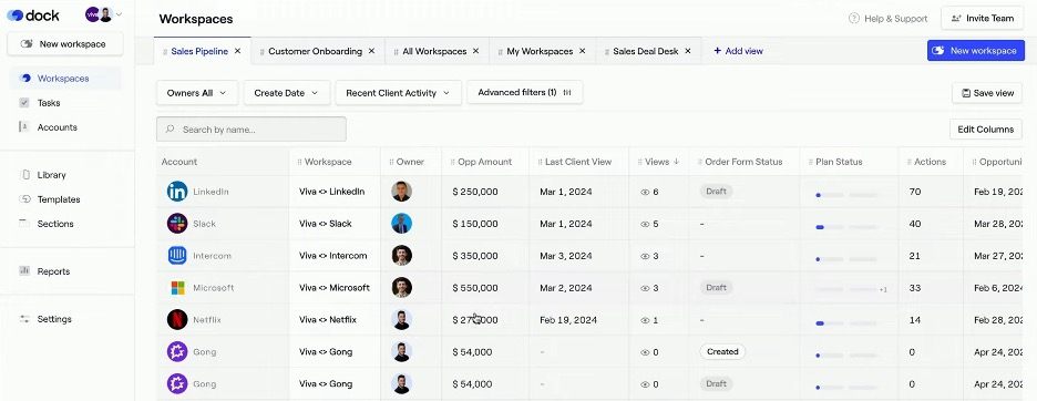 Dock screenshot - 14 Best Digital Sales Room Software Reviewed in 2026