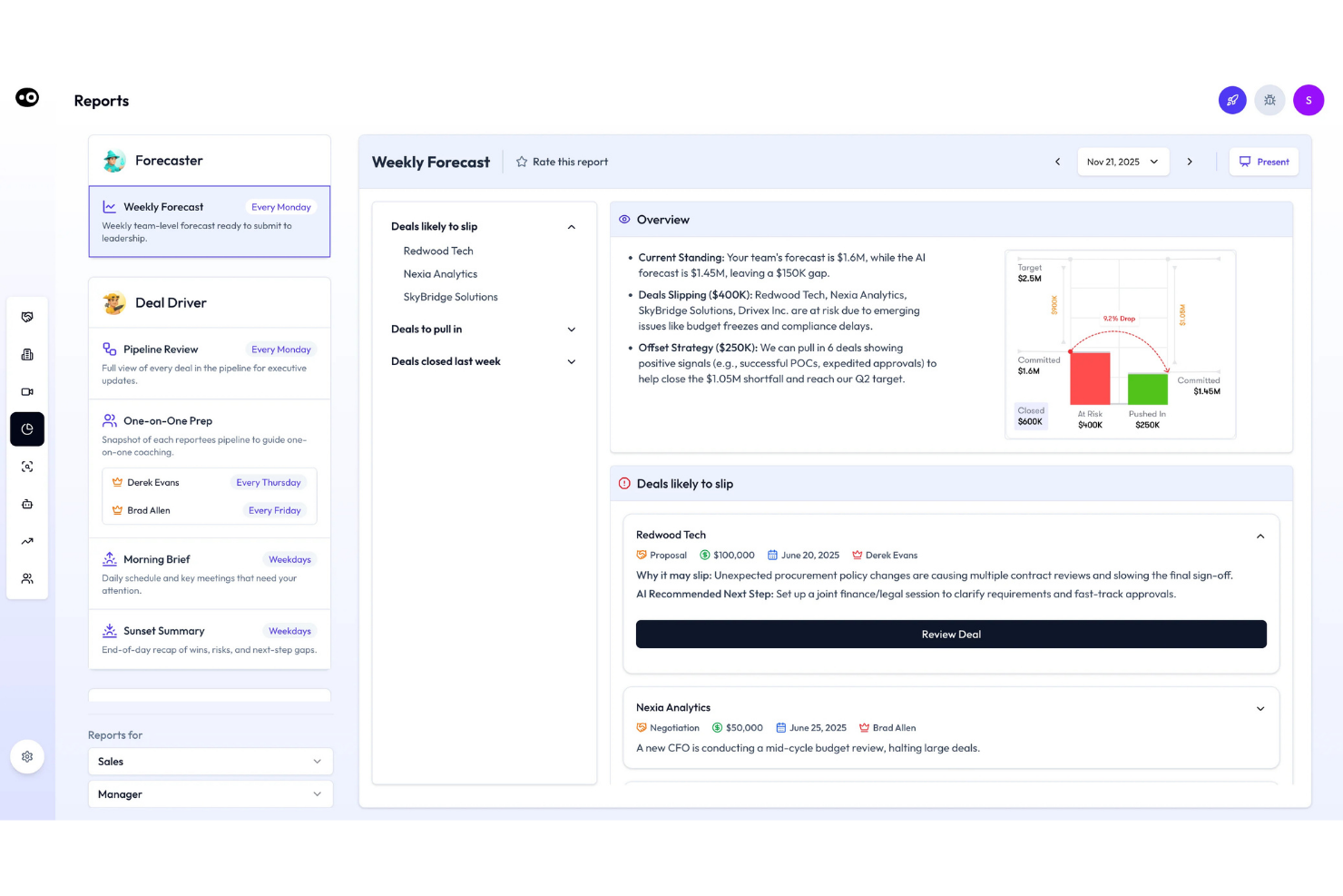 Oliv AI screenshot - 14 Best AI Sales Coaches in 2026