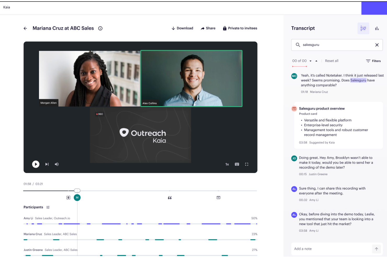 Outreach Kaia screenshot - 26 Best Gong Alternatives in 2026