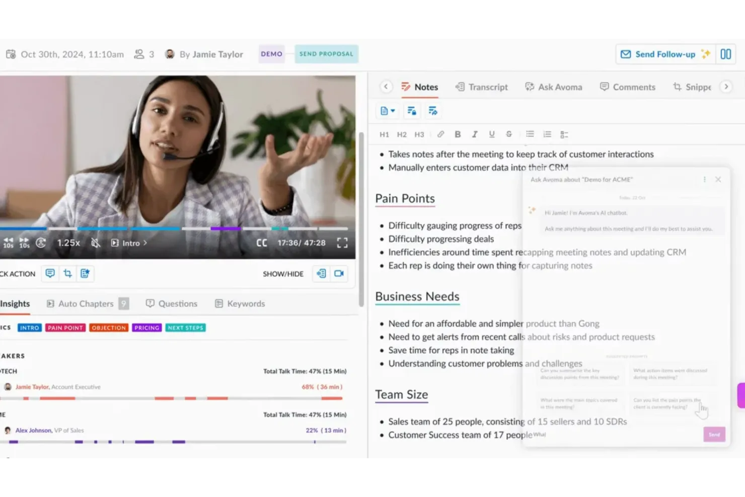 Avoma screenshot - 26 Best Gong Alternatives in 2026