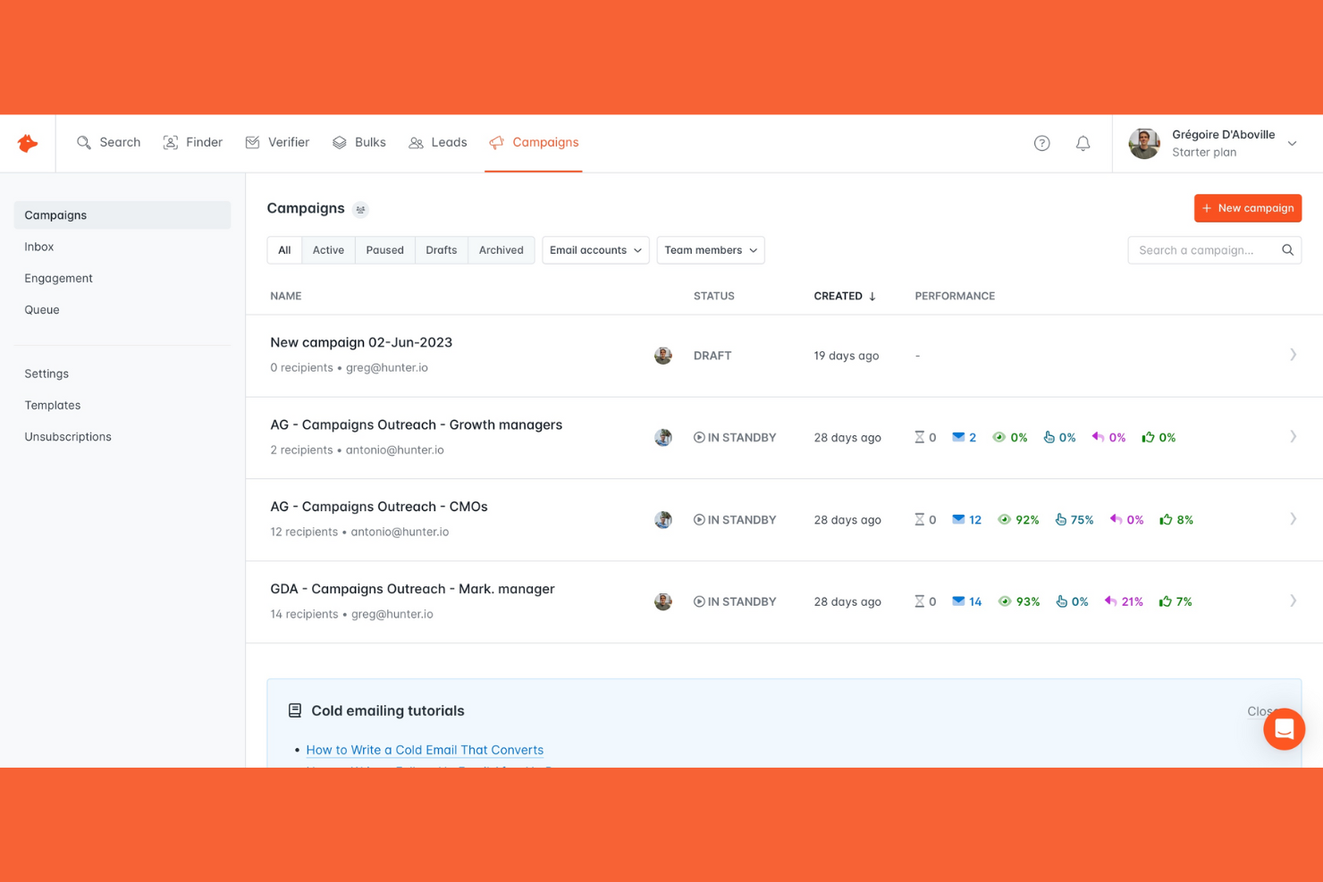Hunter screenshot - 15 Sales Productivity Tools for 2026