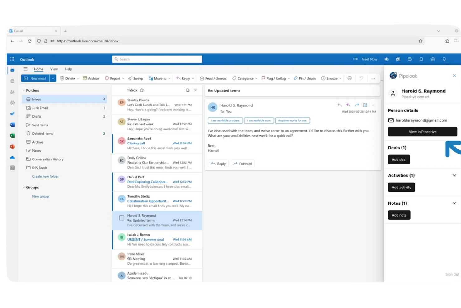 Pipedrive screenshot - 10 Best CRM Software For Outlook Integration In 2026