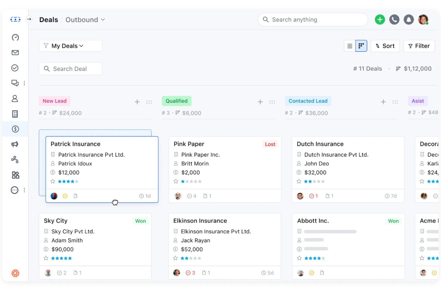 Salesmate centralizes deals, leads, and pipeline tracking in one dashboard.