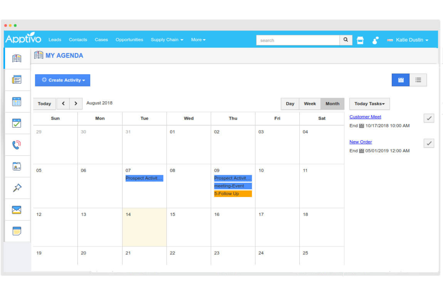 Apptivo manages leads, contacts, and sales in one CRM platform.