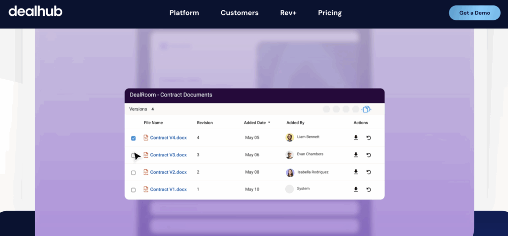 dealhub onboarding and support screenshot