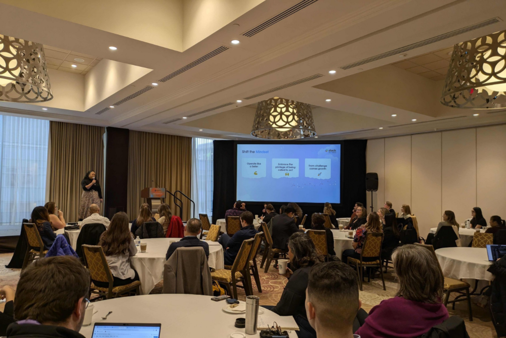 Opening session by Ashton Williams, Director of SMB Enablement at Salesforce, at the 2024 Sales Enablement Summit in Toronto