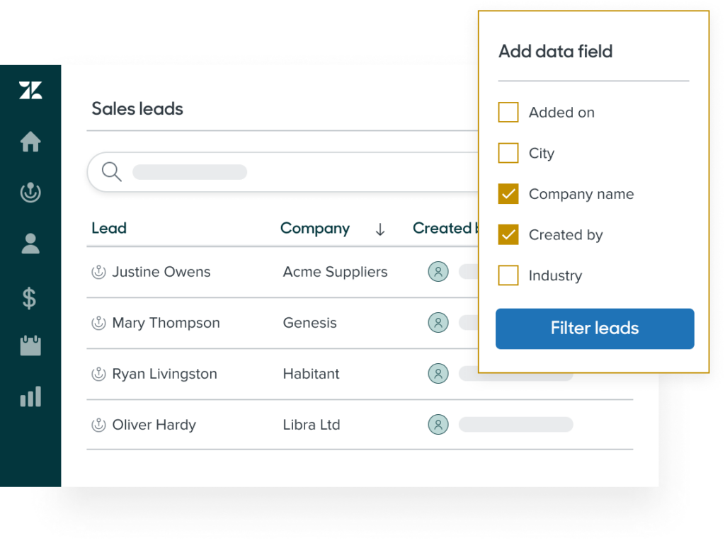 Zendesk Sell review screenshot showing prospecting tool.