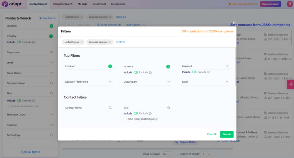 Adapt software review, a screenshot of the tool's features