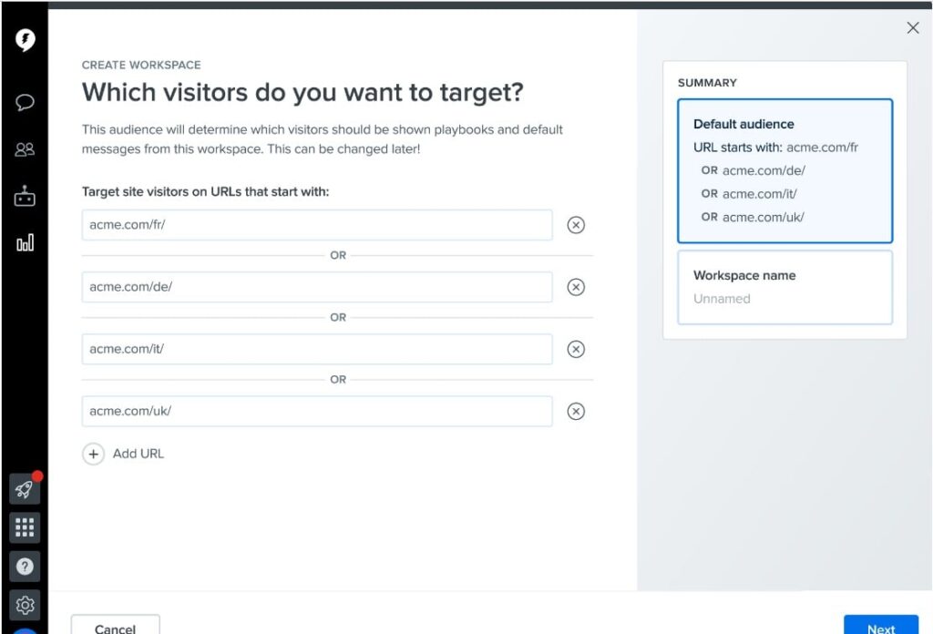 Drift Software Workspace Dashboard view