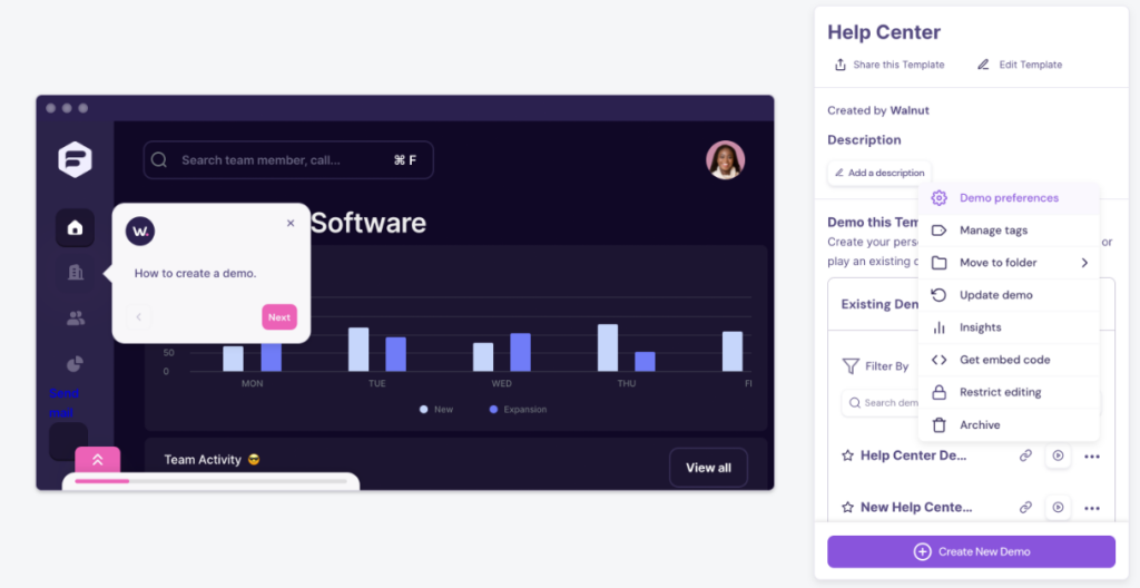 Walnut software review, a screenshot of the tool's feature