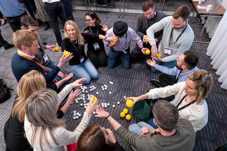 Visitors participating in the activity in Martechopia