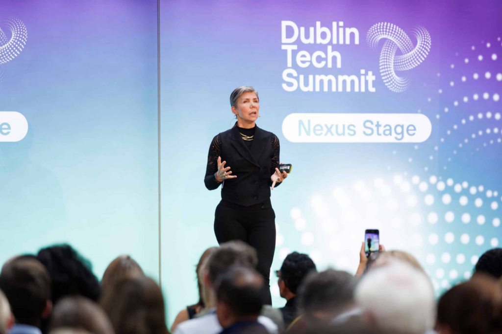 Christine Heckart, Founder and CEO of Xapa World, speaking at the DTS 2025