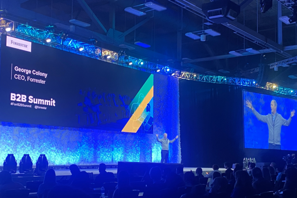 George Colony, CEO of Forrester, speaking at the 2025 Forrester B2B Summit North America