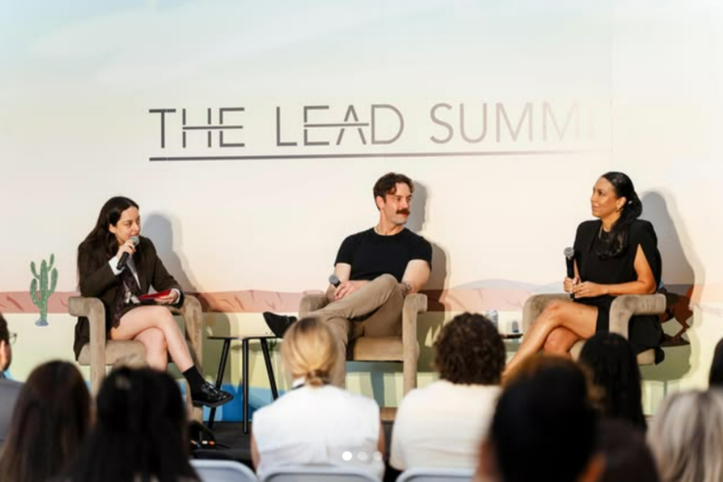 Dan Manioci, Rachel Lockett, and Willah Bennett during the panel discussion at The Lead Summit 2025