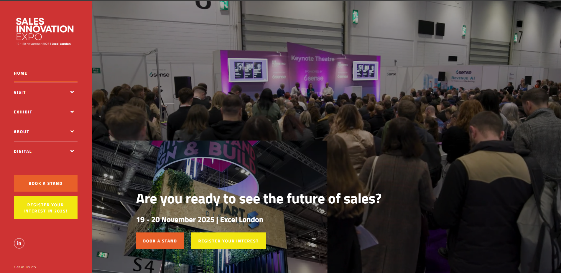 Screenshot of the Sales Innovation Expo website page