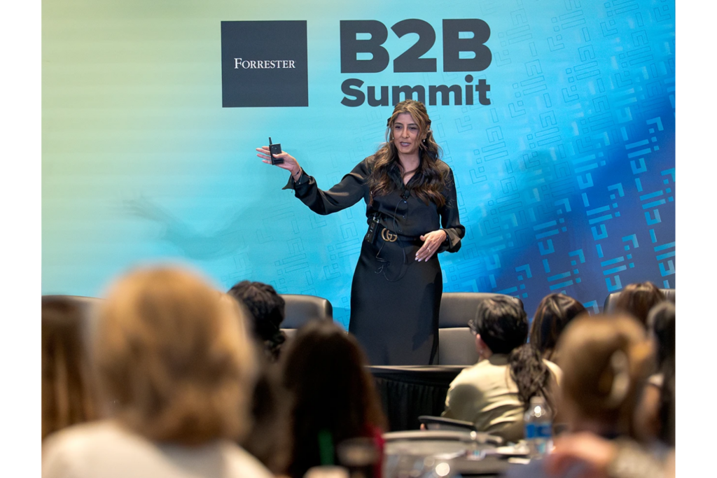 Speaker presenting to attendees at Forrester B2B Summit North America